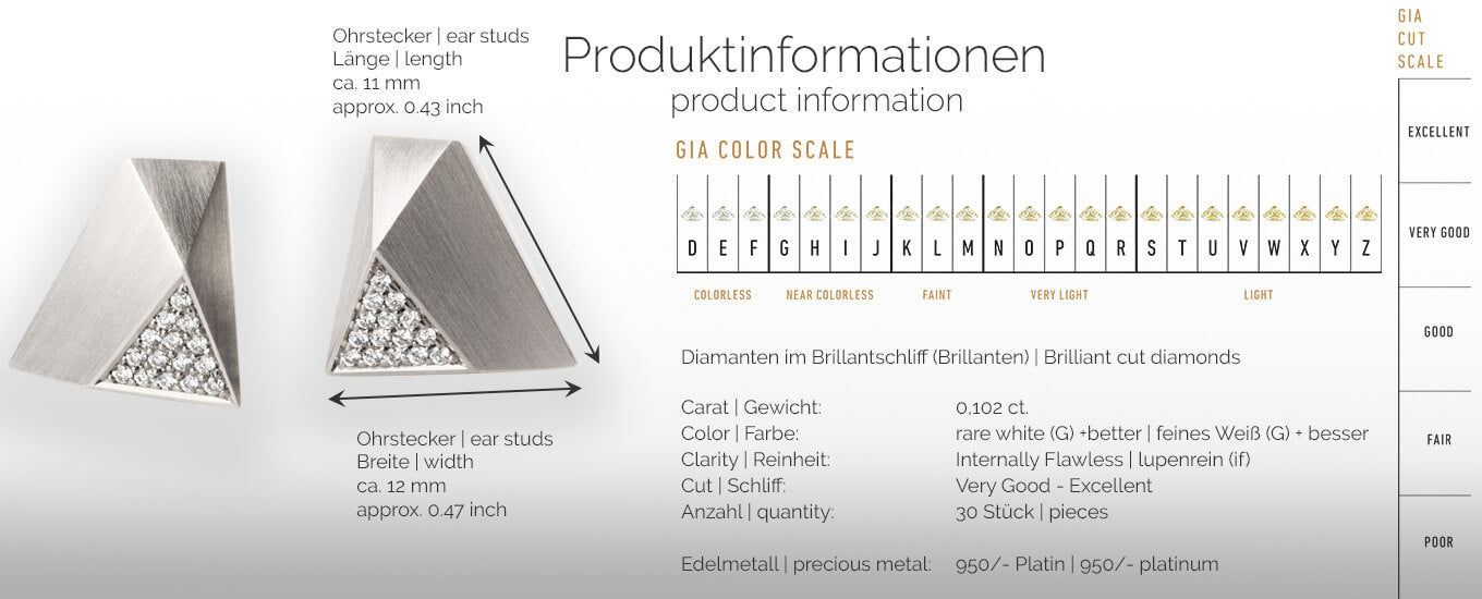 UFO | Produktinformationen - Ohrringe, Ohrstecker - 950/- Platin - Diamanten/Brillanten | product-information - ear studs, earrings - 950/- platinum - diamonds | SYNO-Schmuck.com