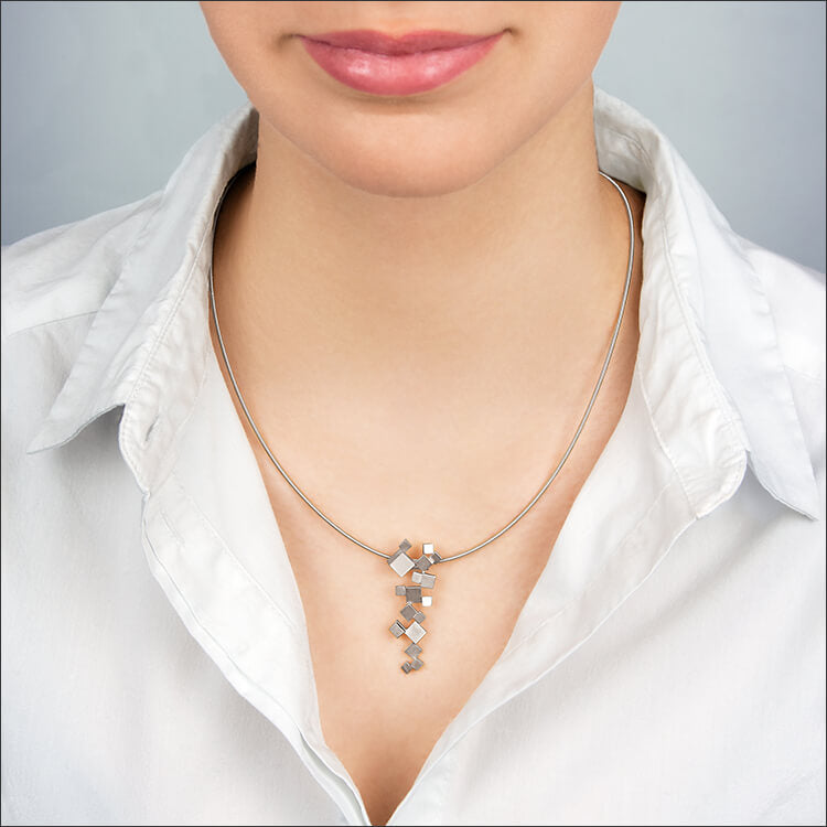 Quadroci | Collier, Kette, Kettenanhänger - 950/- Platin, Diamanten-Brillanten | necklace, pendant - 950/- platinum, diamonds | SYNO-Schmuck.com