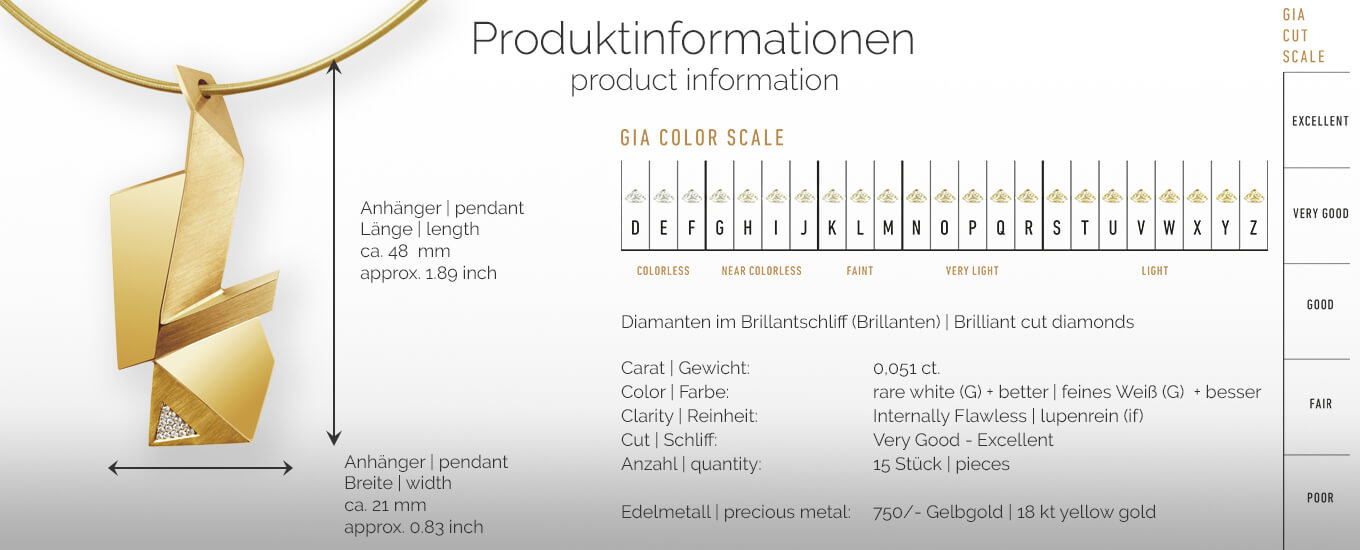 CRYPTONE | Produktinformationen - Collier, Kettenanhänger, Kette - 750/- Gelbgold - Diamanten/Brillanten | product-information - pendant, necklace - 18 kt yellow gold - diamonds | SYNO-Schmuck.com