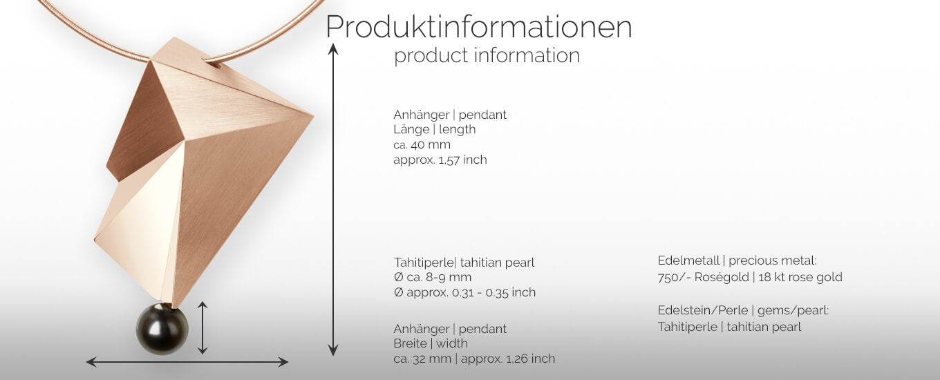 CYLLENE | Produktinformationen - Collier, Kettenanhänger, Kette - 750/- Rosegold - Tahitiperle | product-information - pendant, necklace - 18 kt rose gold - tahitian pearl | SYNO-Schmuck.com