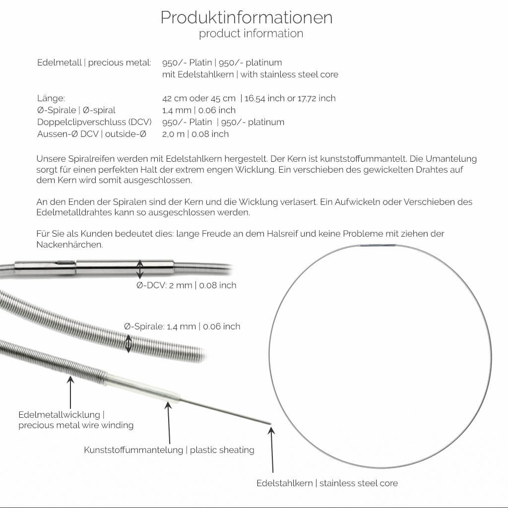 Produktinformationen - Spiralreif, Halsreif - 950/- Platin | product-information - spiral necklace, choker - platinum | SYNO-Schmuck.com