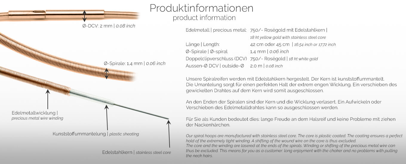 Produktinformationen - Spiralreif, Halsreif - 750/- Rosegold | product-information - spiral necklace, choker - 18 kt rose gold | SYNO-Schmuck.com