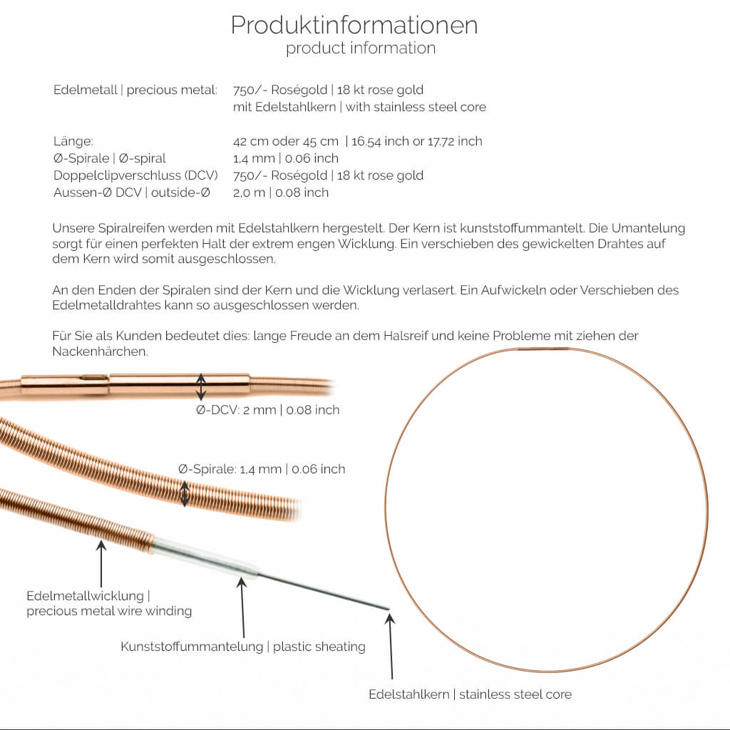Produktinformationen-square - Spiralreif, Halsreif - 750/- Rosegold | product-information-square - spiral necklace, choker - 18 kt rose gold | SYNO-Schmuck.com