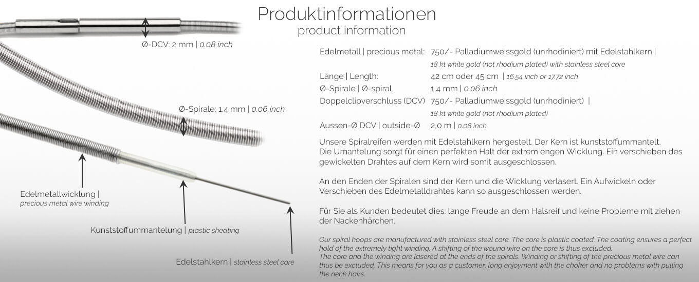 Produktinformationen - Spiralreif, Halsreif - 750/- Weissgold | product-information - spiral necklace, choker - 18 kt white gold | SYNO-Schmuck.com