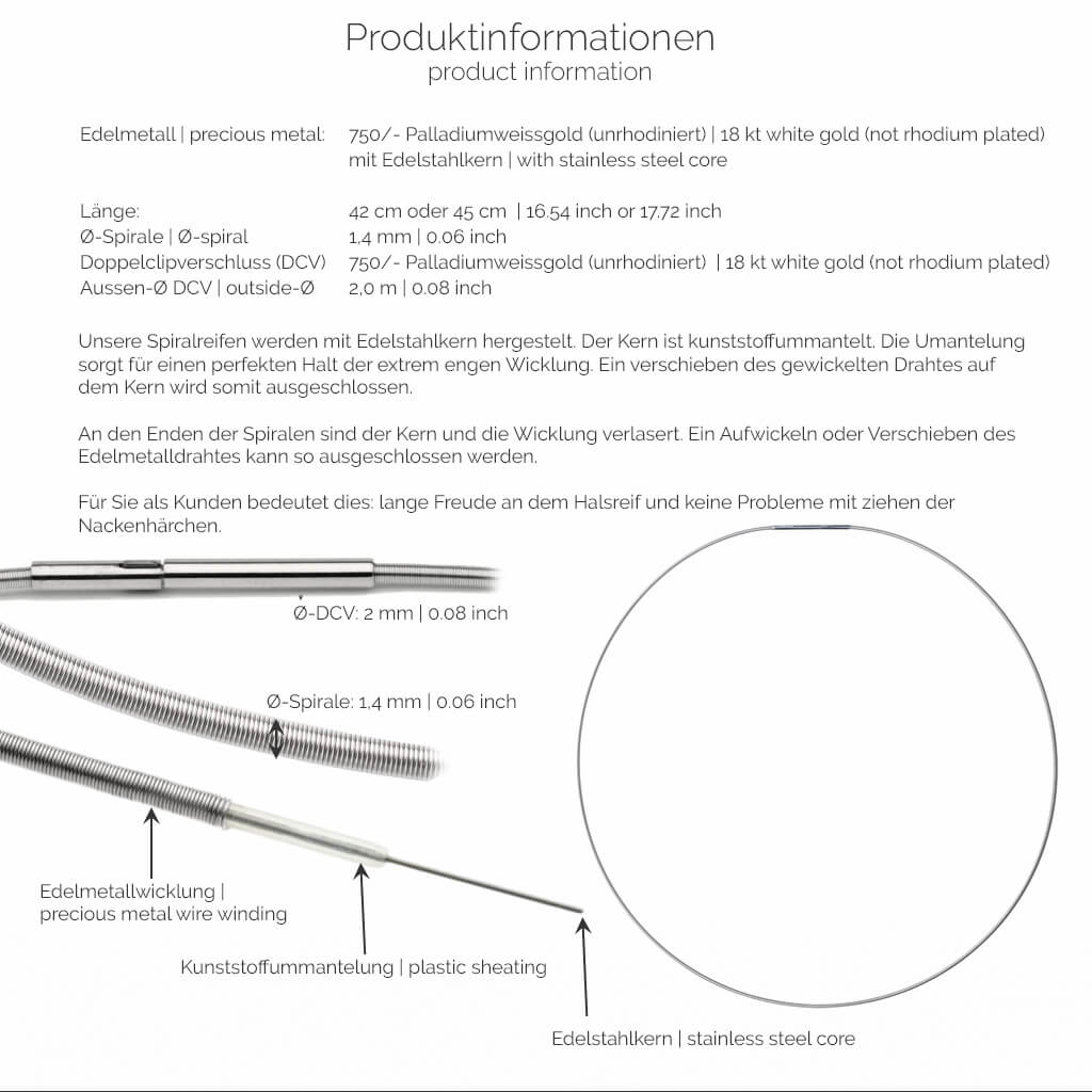 Produktinformationen-square - Spiralreif, Halsreif - 750/- Weissgold | product-information-square - spiral necklace, choker - 18 kt white gold | SYNO-Schmuck.com