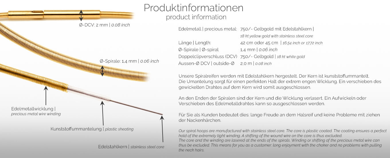 Produktinformationen - Spiralreif, Halsreif - 750/- Gelbgold | product-information - spiral necklace, choker - 18 kt yellow gold | SYNO-Schmuck.com