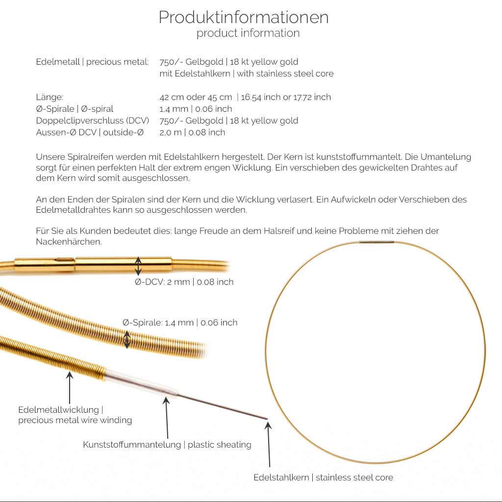 Produktinformationen-square - Spiralreif, Halsreif - 750/- Gelbgold | product-information-square - spiral necklace, choker - 18 kt yellow gold | SYNO-Schmuck.com
