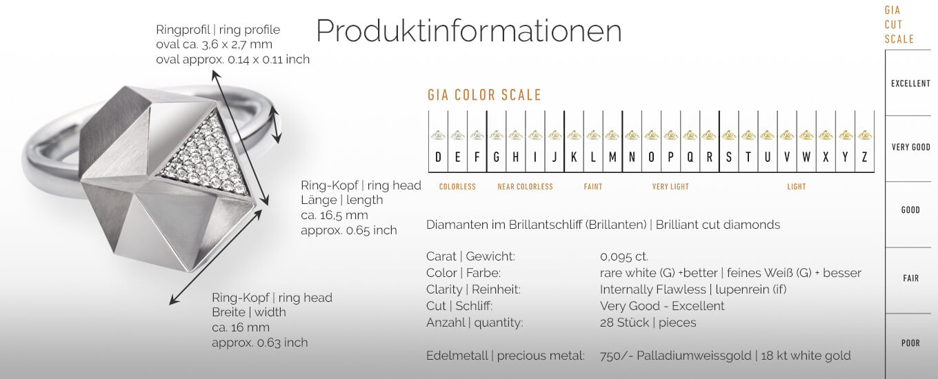 TECTONE | Produktinformationen - Ring - 750/- Weissgold - Diamanten/Brillanten | product information - ring - 18 kt white gold - diamonds | SYNO-Schmuck.com