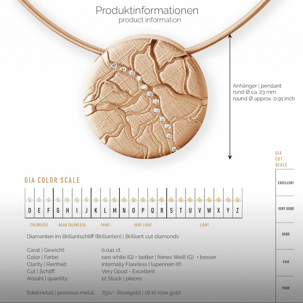 COLIMA | Produktinformationen-square - Collier, Kettenanhänger, Kette - 750/- Rosegold - Diamanten/Brillanten | product-information-square - pendant, necklace - 18 kt rose gold - diamonds | SYNO-Schmuck.com