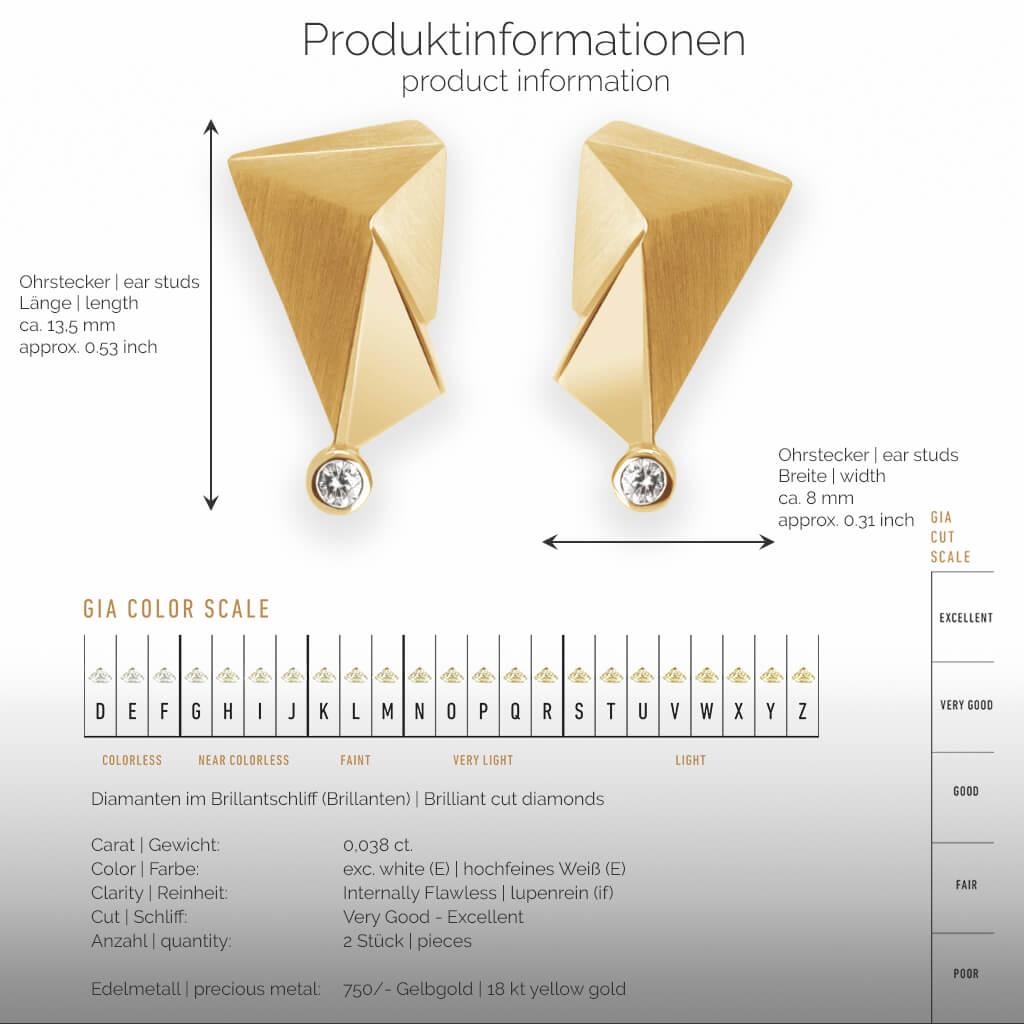 CYLLENE | Produktinformation-square - Ohrringe, Ohrstecker - 750/- Gelbgold - Diamanten/Brillanten | product-information-square - ear studs, earrings - 18 kt yellow gold - diamonds | SYNO-Schmuck.com