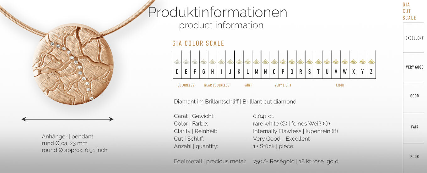 COLIMA | Produktinformationen - Collier, Kettenanhänger, Kette - 750/- Rosegold - Diamanten/Brillanten | product-information - pendant, necklace - 18 kt rose gold - diamonds | SYNO-Schmuck.com