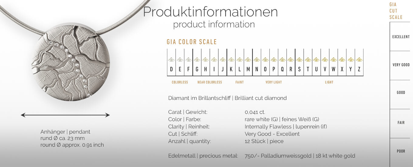 COLIMA | Produktinformationen - Collier, Kettenanhänger, Kette - 750/- Weissgold - Diamanten/Brillanten | product-information - pendant, necklace - 18 kt white gold - diamonds | SYNO-Schmuck.com