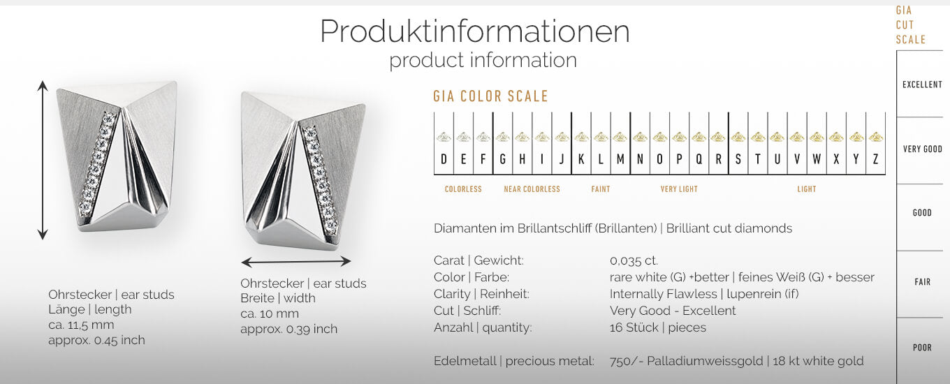 CYLLENA | Produktinformationen - Ohrringe, Ohrstecker - 750/- Weissgold - Diamanten/Brillanten | product-information - 18 kt white gold - diamonds | SYNO-Schmuck.com