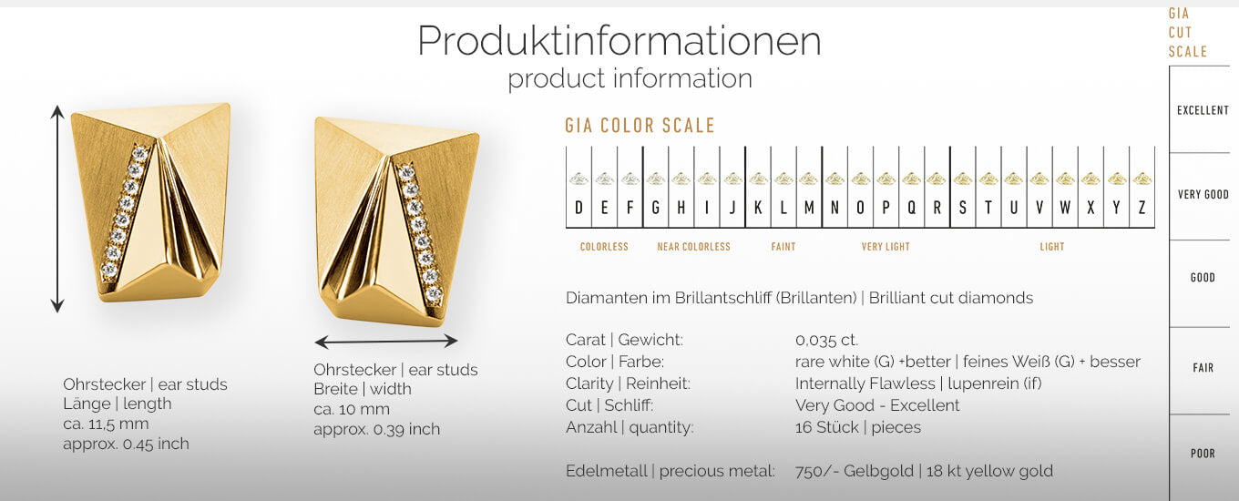 CYLLENA | Produktinformationen - Ohrringe, Ohrstecker - 750/- Gelbgold - Diamanten/Brillanten | product-information - ear studs, earrings - 18 kt yellow gold - diamonds | SYNO-Schmuck.com
