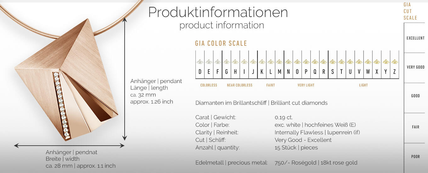 CYLLENA | Produktinformationen - Collier, Kettenanhänger, Kette - 750/- Rosegold - Diamanten/Brillanten | product-information - pendant, necklace - 18 kt rose gold - diamonds | SYNO-Schmuck.com