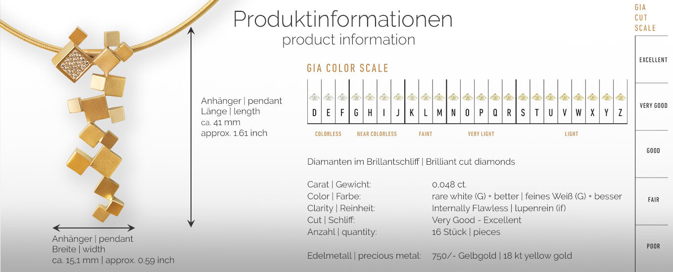 QUADROCI | Produktinformationen - Collier, Kettenanhänger, Kette - 750/- Gelbgold - Diamanten/Brillanten | product-information - pendant, necklace - 18 kt yellwo gold - diamonds | SYNO-Schmuck.com