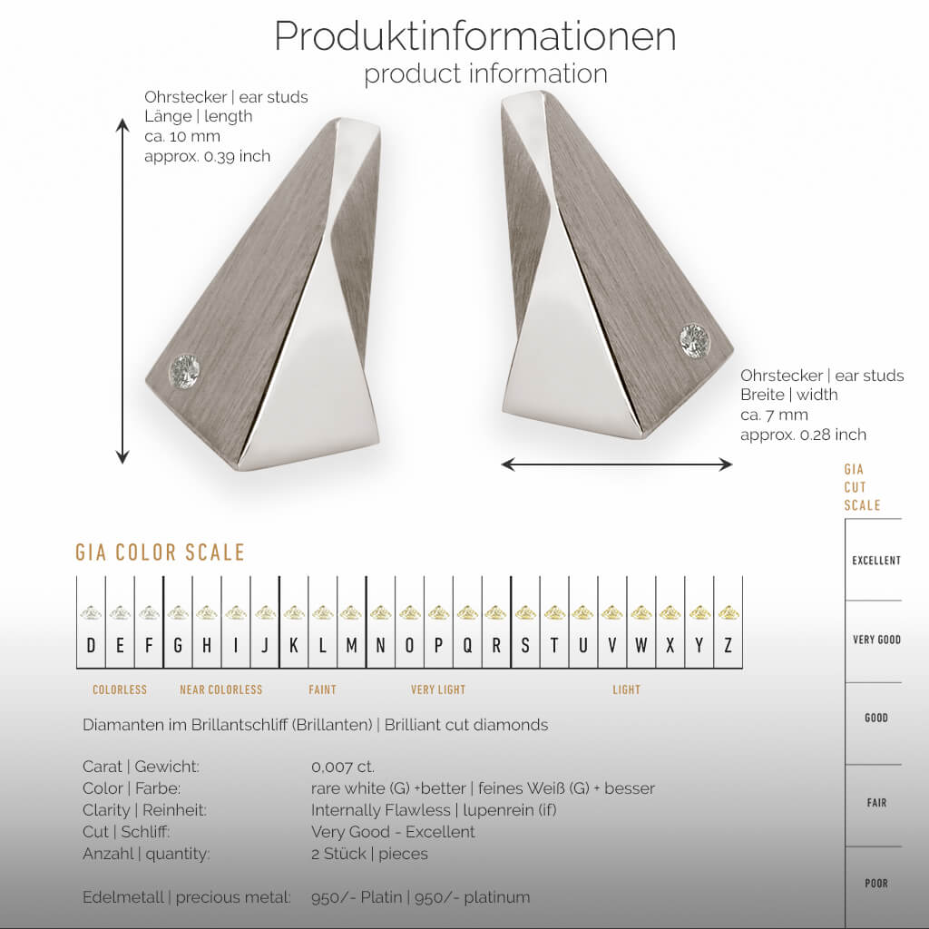 STEALTH | Produktinformationen - Ohrringe, Ohrstecker - 950/- Platin - Diamanten/Brillanten | product-information - ear studs, earrings - 950/- platinum - diamonds | SYNO-Schmuck.com