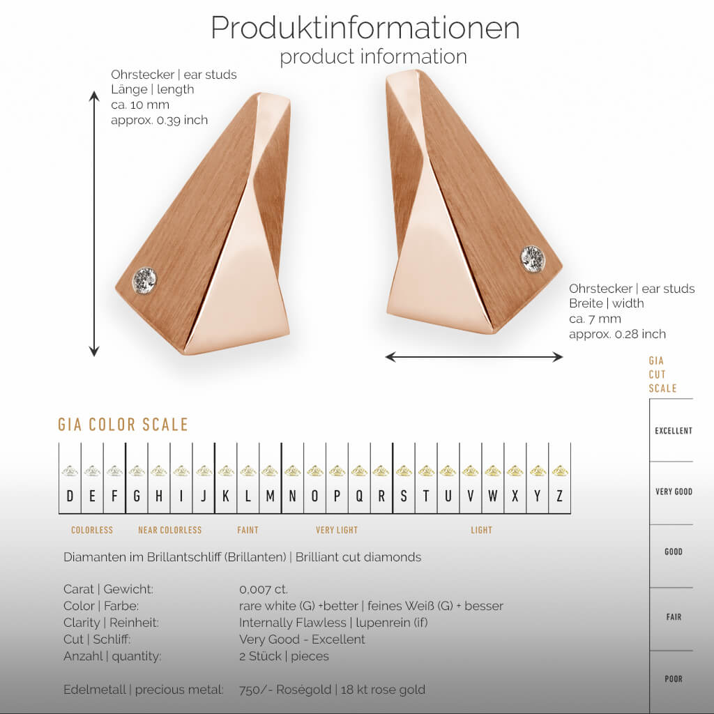 STEALTH | Produktinformationen-square - Ohrringe, Ohrstecker - 750/- Rosegold - Diamanten/Brillanten | product-information-square - ear studs, earrings - 18 kt rose gold - diamonds | SYNO-Schmuck.com