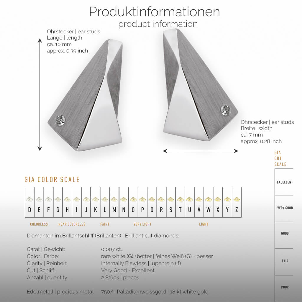 STEALTH | Produktinformationen-square - Ohrringe, Ohrstecker - 750/- Weissgold - Diamanten/Brillanten | product-information-square - ear studs, earrings - 18 kt white gold - diamonds | SYNO-Schmuck.com