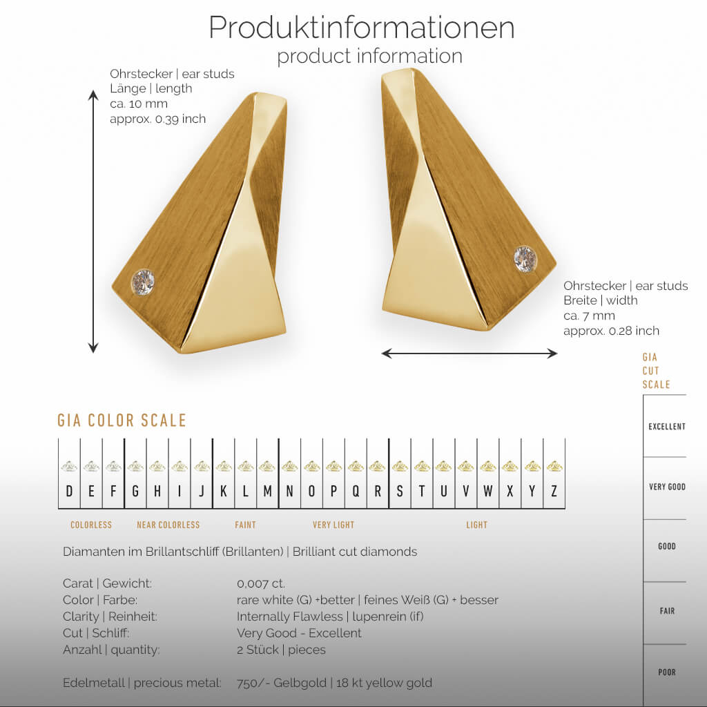 STEALTH | Produktinformationen-square - Ohrringe, Ohrstecker - 750/- Gelbgold, Diamanten/Brillanten | product-information-square - ear studs, earrings - 18 kt yellow gold - diamonds | SYNO-Schmuck.com