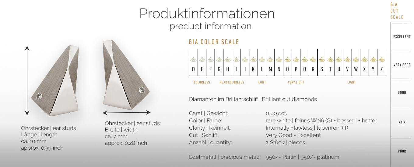STEALTH | Produktinformationen - Ohrringe, Ohrstecker - 950/- Platin - Diamanten/Brillanten | product-information - ear studs, earrings - 950/- platinum - diamonds | SYNO-Schmuck.com