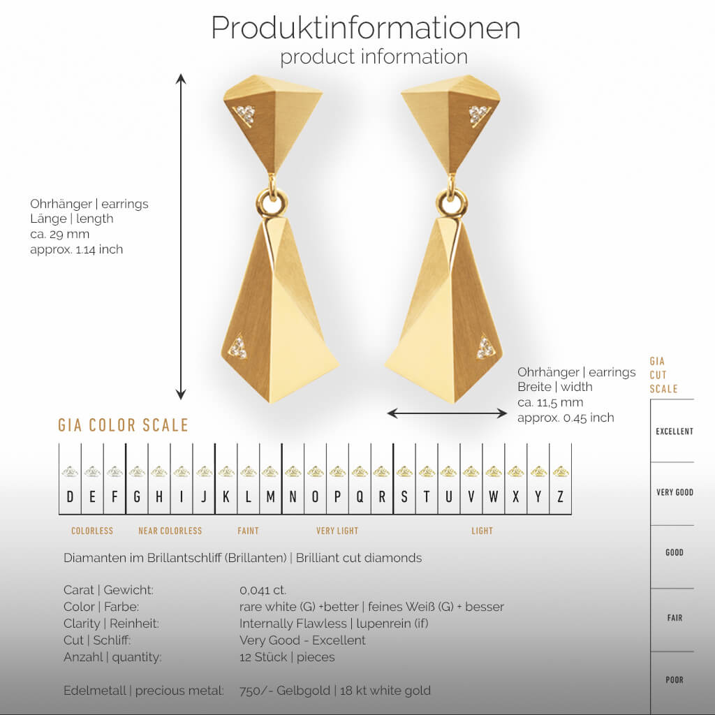 STEALTH | Produktinformationen-square - Ohrhänger, Ohrringe - 750/- Gelbgold - 12 Diamanten/Brillanten | product-information-square - earrings - 18 kt yellow gold - 12 diamonds | SYNO-Schmuck.com