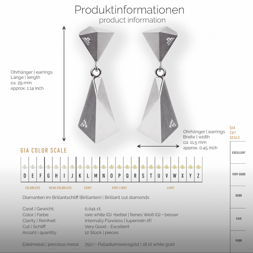 STEALTH | Produktinformationen-square - Ohrhänger, Ohrringe - 750/- Weissgold - 12 Diamanten/Brillanten | product-information-square - earrings - 18 kt white gold - 12 diamonds | SYNO-Schmuck.com