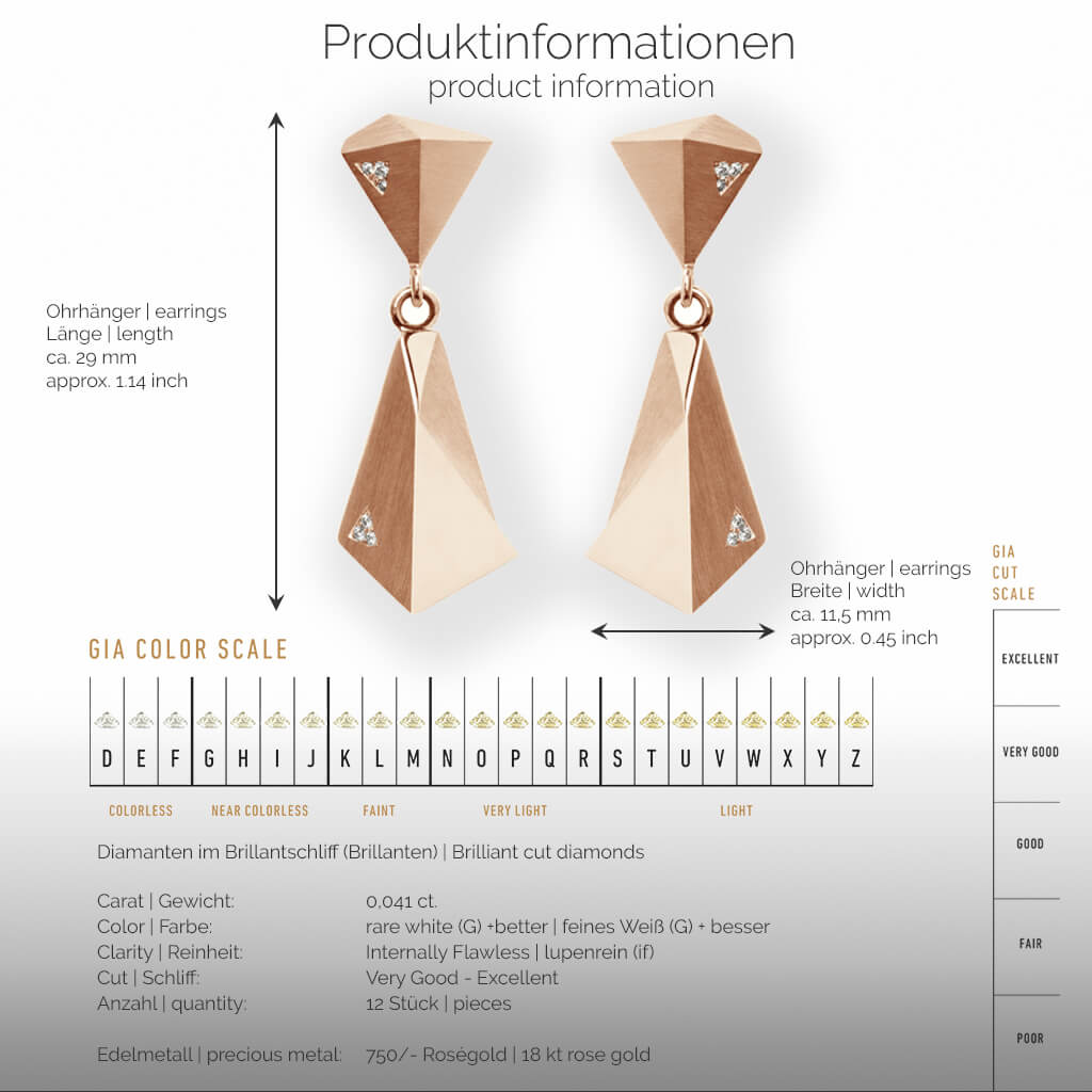 STEALTH | Produktinformationen-square - Ohrhänger, Ohrringe - 750/- Rosegold - 12 Diamanten/Brillanten | product-information-square - earrings - 18 kt rose gold - 12 diamonds | SYNO-Schmuck.com