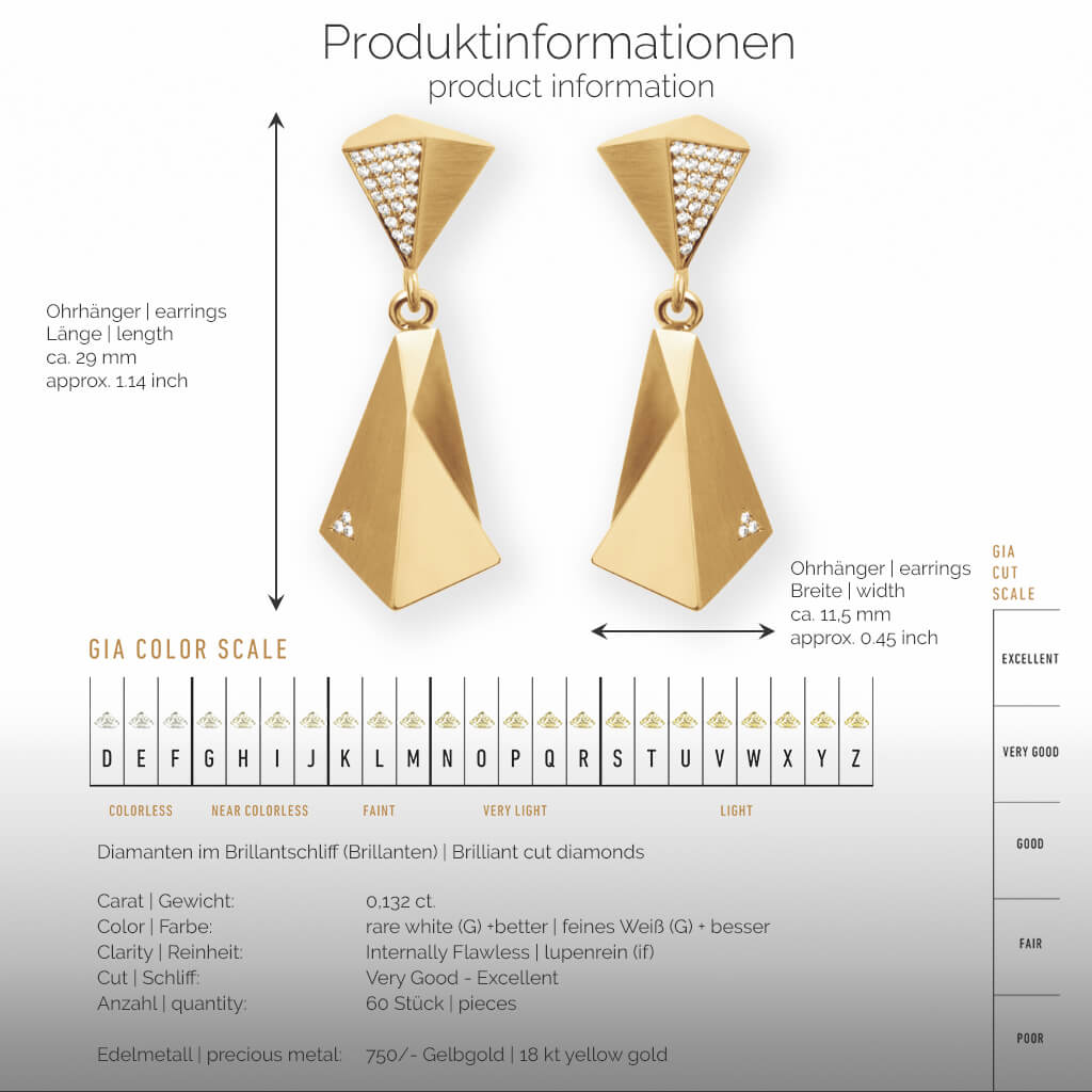 STEALTH | Produktinformationen-square - Ohrhänger, Ohrringe - 750/- Gelbgold - 60 Diamanten/Brillanten | product-information-square - earrings - 18 kt yellow gold - 60 diamonds | SYNO-Schmuck.com