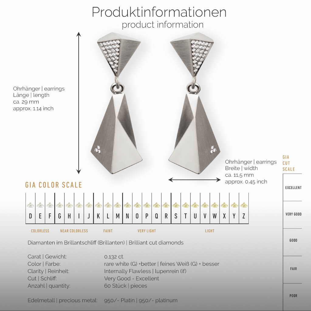 STEALTH | Produktinformationen-square - Ohrhänger, Ohrringe - 950/- Platin - 60 Diamanten/Brillanten | product-information-square - earrings - 950/- platinum - 60 diamonds | SYNO-Schmuck.com