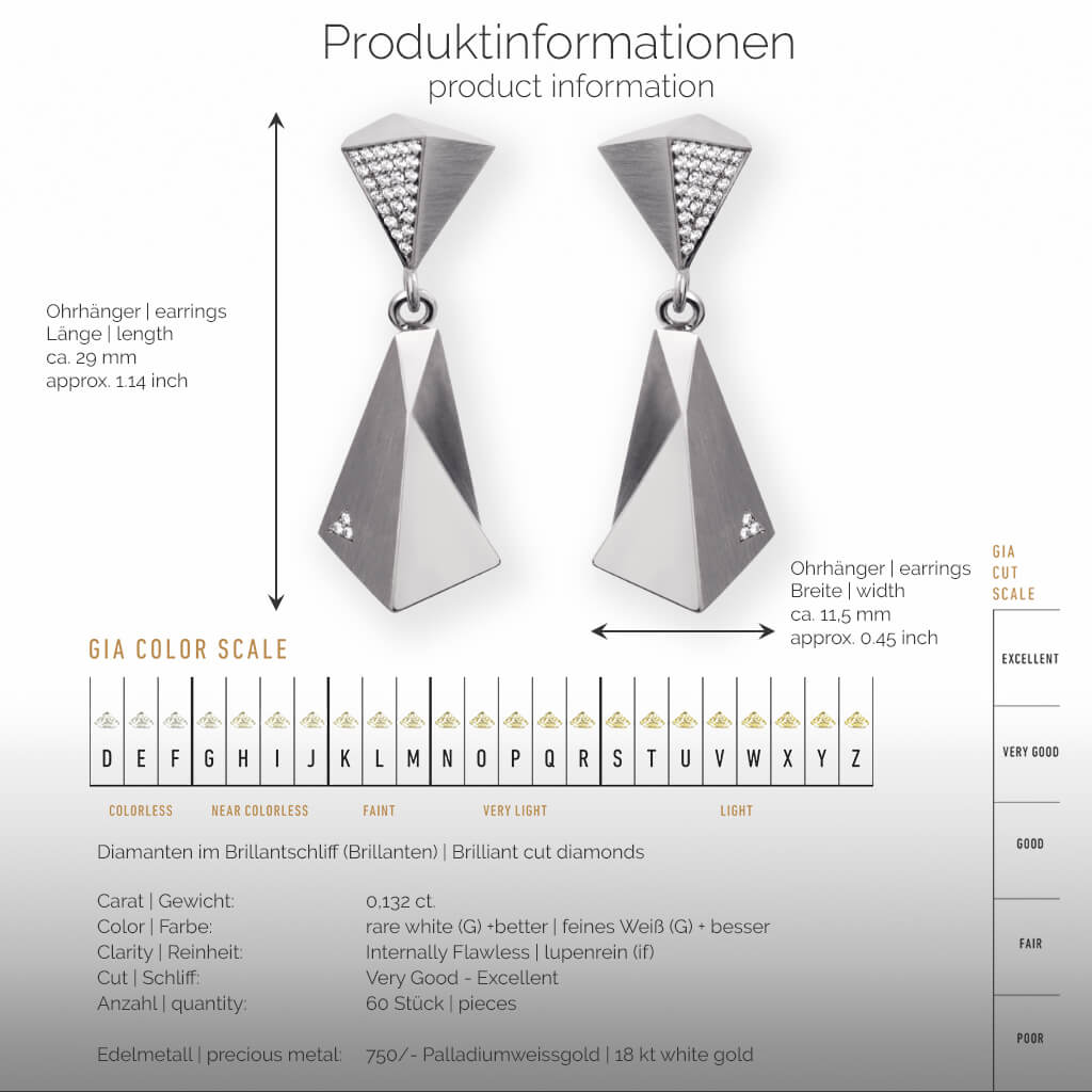 STEALTH | Produktinformationen-square - Ohrhänger, Ohrringe - 750/- Weissgold - 60 Diamanten/Brillanten | product-information-square - earrings - 18 kt white gold - 60 diamonds | SYNO-Schmuck.com