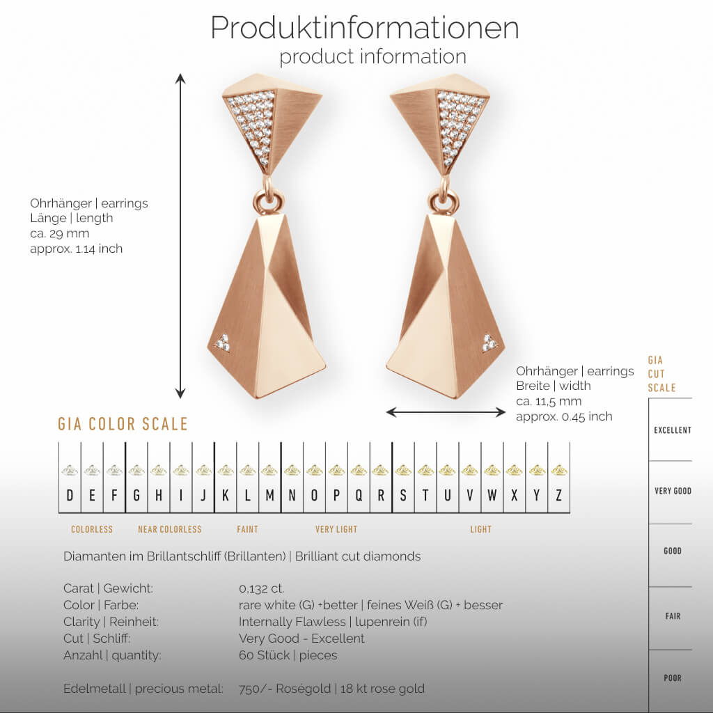 STEALTH | Produktinformationen-square - Ohrhänger, Ohrringe - 750/- Rosegold - 60 Diamanten/Brillanten | product-information-square - earrings - 18 kt rose gold - 60 diamonds | SYNO-Schmuck.com
