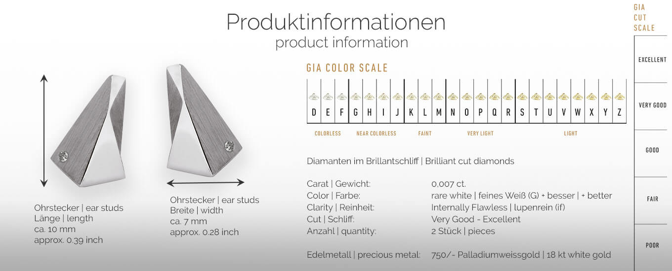STEALTH | Produktinformationen - Ohrringe, Ohrstecker - 750/- Weissgold - Diamanten/Brillanten | product-information - ear studs, earrings - 18 kt white gold - diamonds | SYNO-Schmuck.com