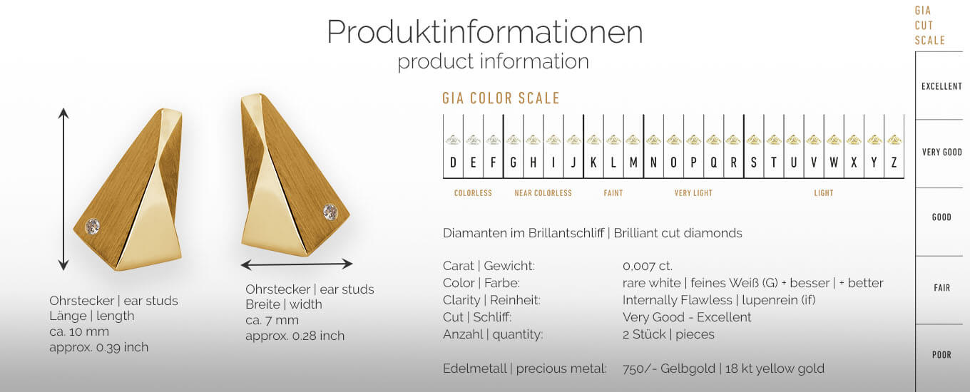 STEALTH | Produktinformationen - Ohrringe, Ohrstecker - 750/- Gelbgold, Diamanten/Brillanten | product-information - ear studs, earrings - 18 kt yellow gold - diamonds | SYNO-Schmuck.com