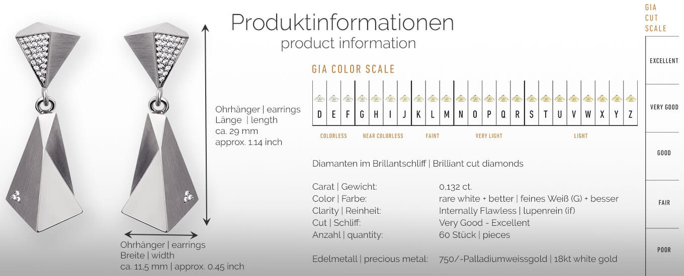 STEALTH | Produktinformationen - Ohrhänger, Ohrringe - 750/- Weissgold - 60 Diamanten/Brillanten | product-information - earrings - 18 kt white gold - 60 diamonds | SYNO-Schmuck.com