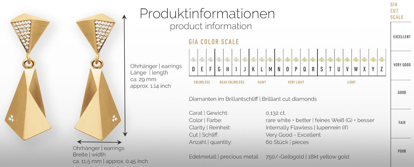 STEALTH | Produktinformationen - Ohrhänger, Ohrringe - 750/- Gelbgold - 60 Diamanten/Brillanten | product-information - earrings - 18 kt yellow gold - 60 diamonds | SYNO-Schmuck.com