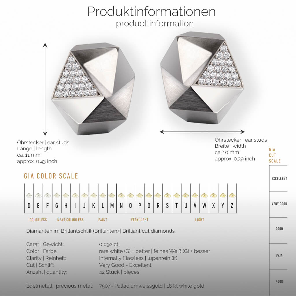 TECTONE | Produktinformationen-square - Ohrringe, Ohrstecker - 750/- Weissgold - Diamanten/Brillanten | product-information-square - ear studs, earrings - 18 kt white gold - diamonds | SYNO-Schmuck.com