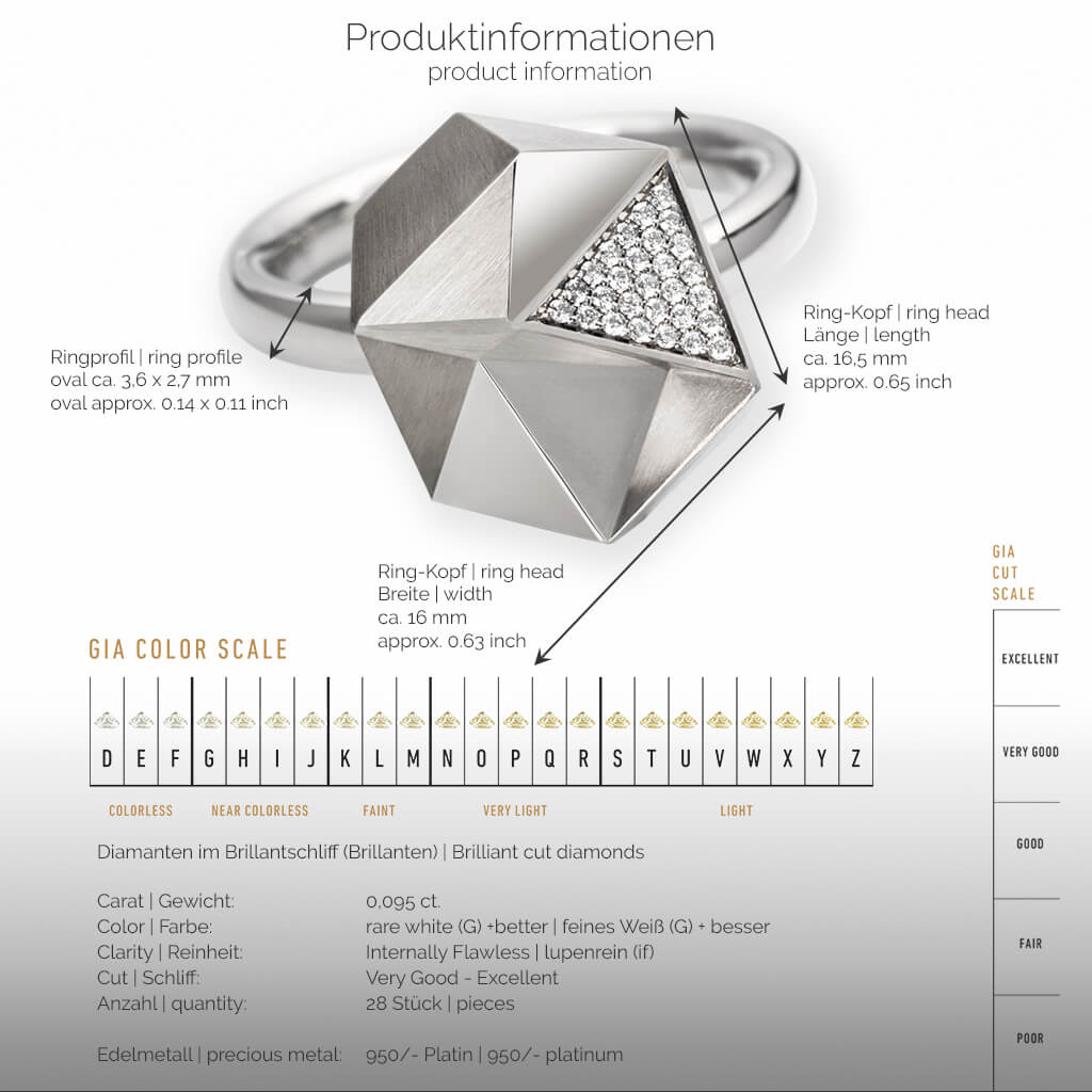 TECTONE | Produktinformationen-square - Ring - 950/- Platin, Diamanten/Brillanten | product-information-square - ring - 950/- platinum - diamonds | SYNO-Schmuck.com