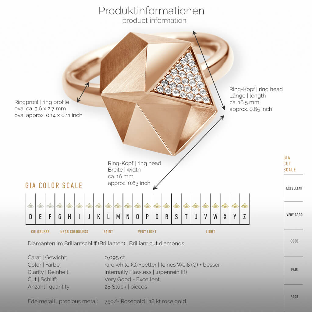 TECTONE | Produktinformationen-square - Ring - 750/- Rosegold - Diamanten/Brillanten | product-information-square - ring - 18kt rose gold - diamonds | SYNO-Schmuck.com