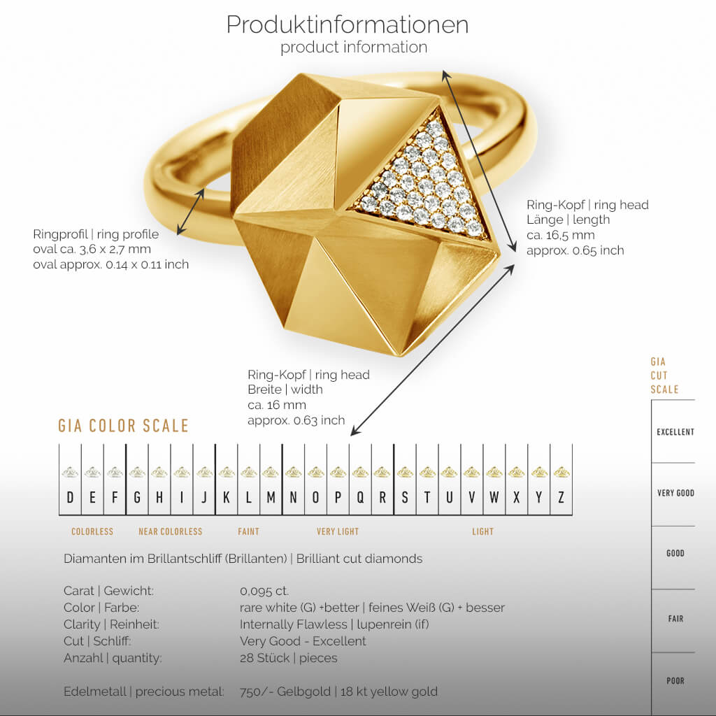 TECTONE | Produktinformation-square - Ring - 750/- Gelbgold - Diamanten-Brillanten | product-information-square - ring - 18kt yellow gold - diamonds | SYNO-Schmuck.com