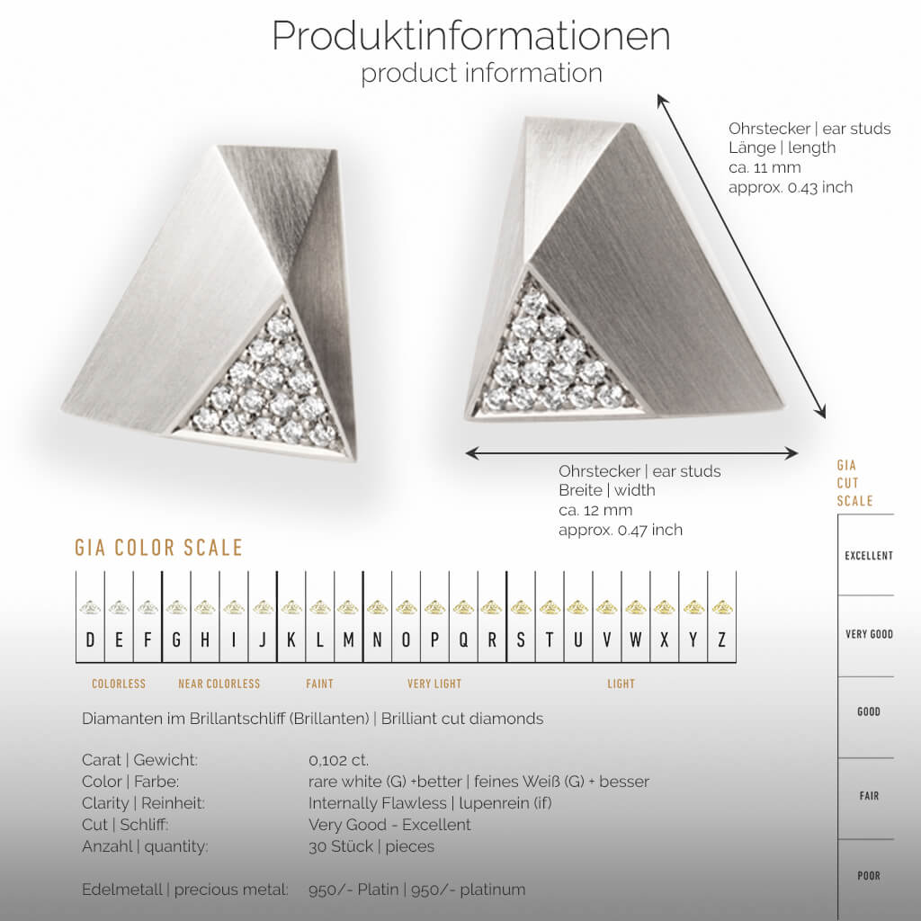 UFO | Produktinformationen-square - Ohrringe, Ohrstecker - 950/- Platin - Diamanten/Brillanten | product-information-square - ear studs, earrings - 950/- platinum - diamonds | SYNO-Schmuck.com