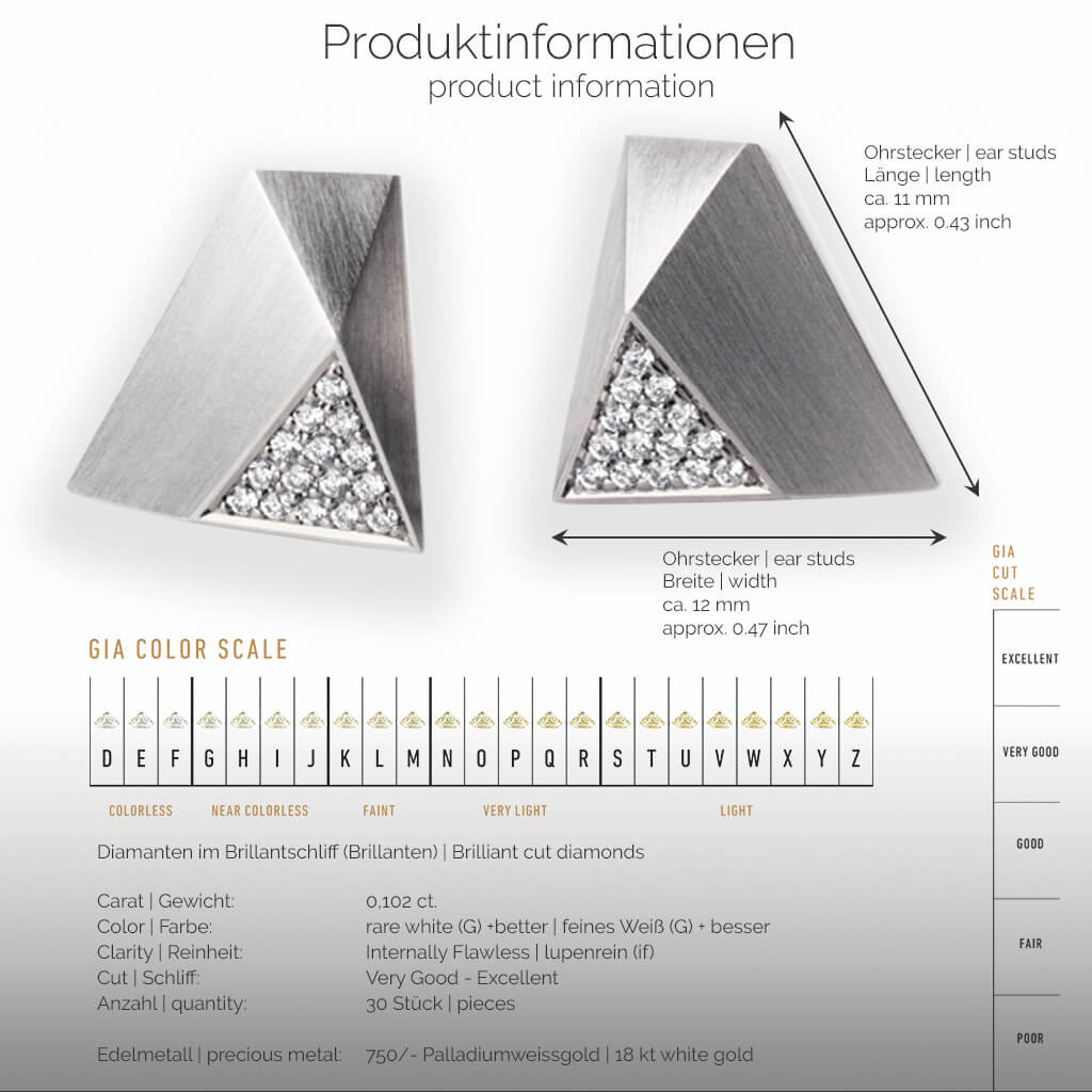 UFO | Produktinformationen-square - Ohrringe, Ohrstecker - 750/- Weissgold - Diamanten/Brillanten | product-information-square - ear studs, earrings - 18 kt white gold - diamonds | SYNO-Schmuck.com