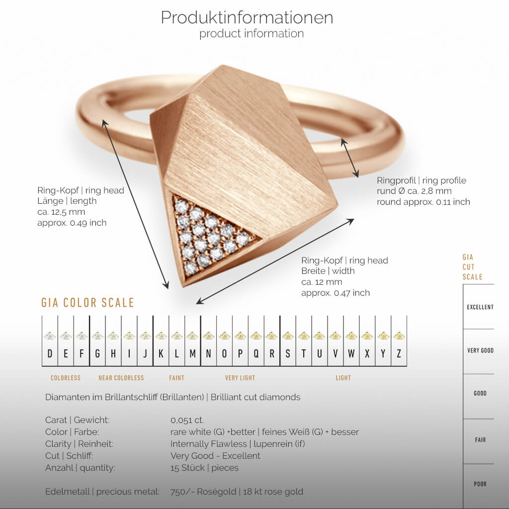 UFO | Produktinformationen-square - Ring - 750/- Rosegold - Diamanten/Brillanten | product-information-square - ring - 18 kt rose gold - diamonds | SYNO-Schmuck.com
