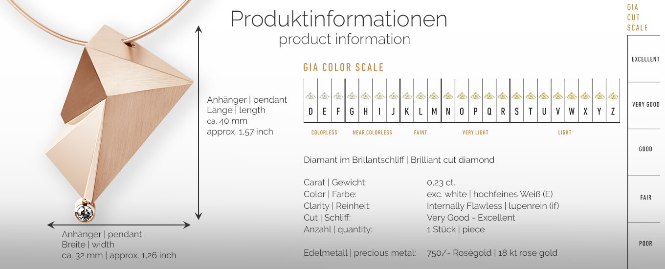 CYLLENE | Produktinformationen - Collier, Kettenanhänger, Kette - 750/- Rosegold - Diamanten/Brillanten | product-information - pendant, necklace - 18 kt rose gold - diamonds | SYNO-Schmuck.com