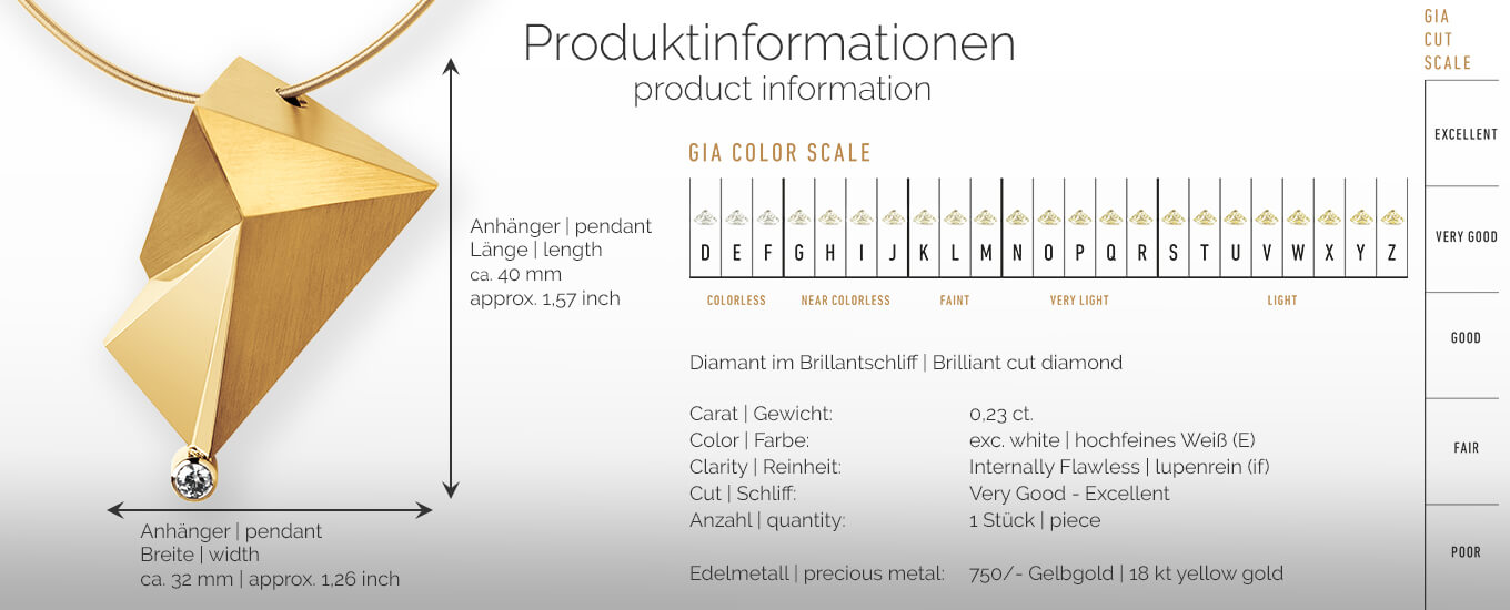 CYLLENE | Produktinformation - Collier, Kettenanhänger, Kette - 750/- Gelbgold, Diamant/Brillant | product-information - pendant, necklace - 18 kt yellow gold - diamonds | SYNO-Schmuck.com