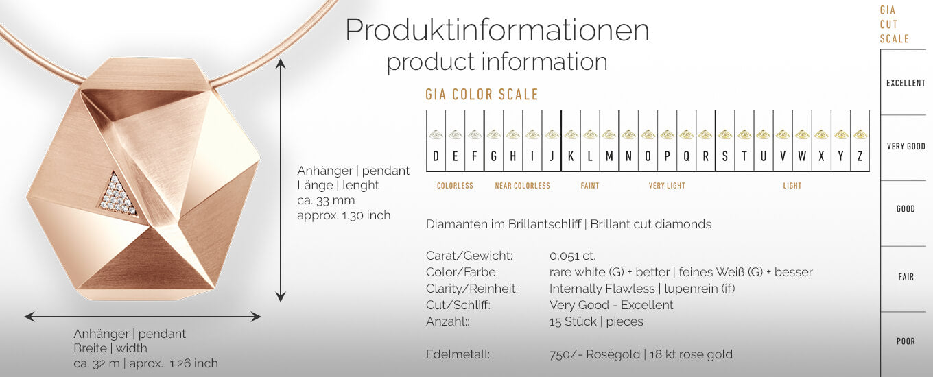 TECTONE | Produktinformationen - Collier, Kettenanhänger, Kette - 750/- Rosegold, Diamanten/Brillanten | product-information - pendant, necklace - 18 kt rose gold - diamonds | SYNO-Schmuck.com