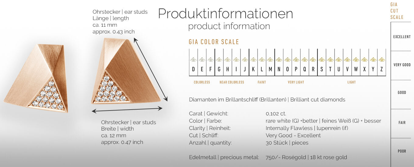 UFO | Produktinformationen - Ohrringe, Ohrstecker - 750/- Rosegold - Diamanten/Brillanten | product-information - ear studs, earrings - 18 kt rose gold - diamonds | SYNO-Schmuck.com