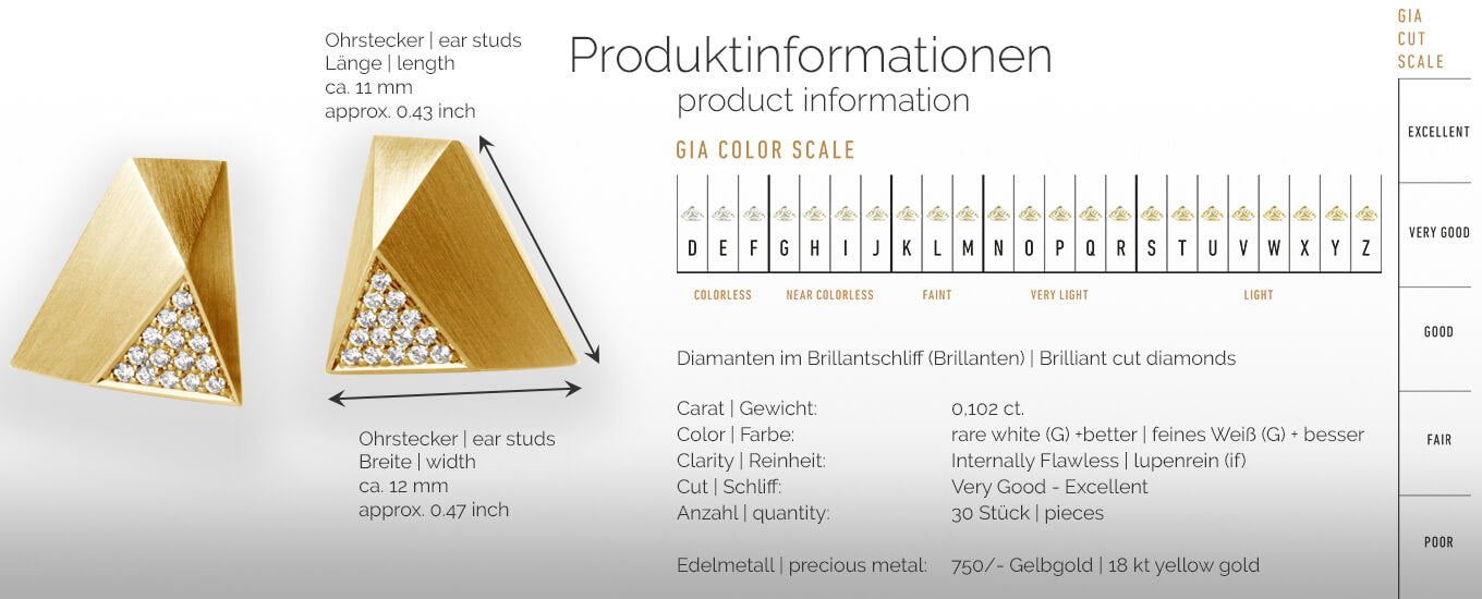 UFO | Produktinformationen - Ohrringe, Ohrstecker - 750/- Gelbgold - Diamanten/Brillanten | product-information - ear studs, earrings - 18 kt yellow gold - diamonds | SYNO-Schmuck.com