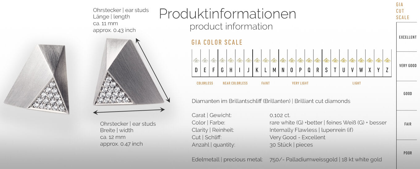 UFO | Produktinformationen - Ohrringe, Ohrstecker - 750/- Weissgold - Diamanten/Brillanten | product-information - ear studs, earrings - 18 kt white gold - diamonds | SYNO-Schmuck.com