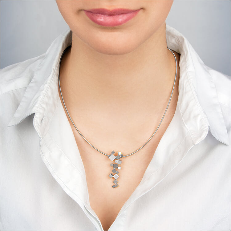 Quadroci | Collier, Kette, Kettenanhänger - 750/- Weissgold, Diamanten-Brillanten | necklace, pendant - 18kt white gold, diamonds | SYNO-Schmuck.com